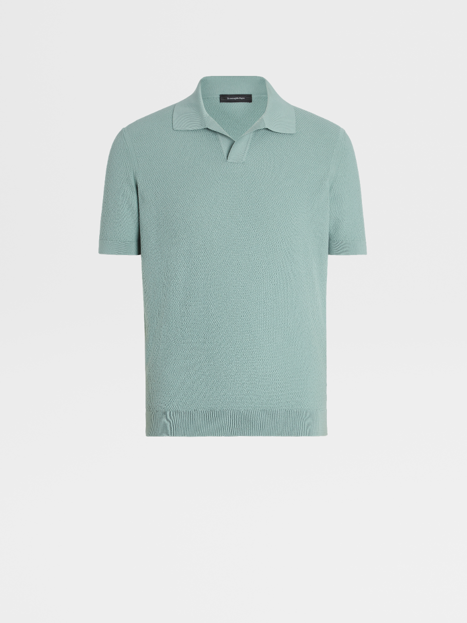粉绿色棉质针织短袖 Polo 衫
